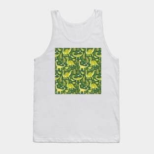 Delightful Dinosaurs in Enchanted Garden Pattern Tank Top